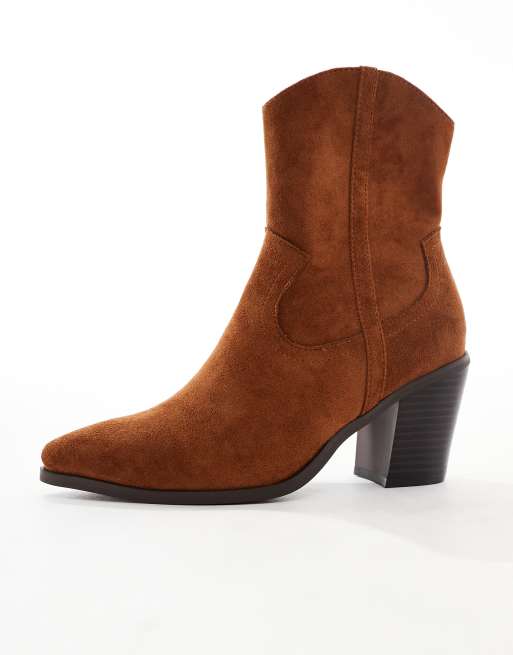 ASOS DESIGN Rational heeled western boots in brown, 2 of 4