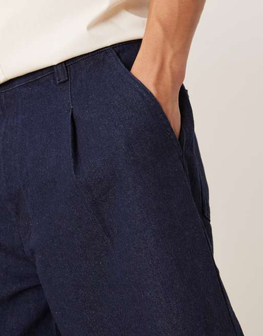 ASOS DESIGN – Råtvättade, långa jeansshorts med veck, 3 av 5