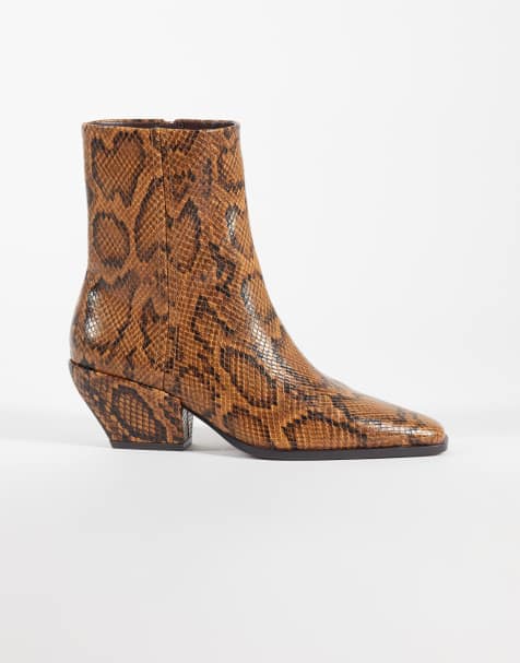 ASOS DESIGN Raul - botines western de tacón con estampado de serpiente - view 1