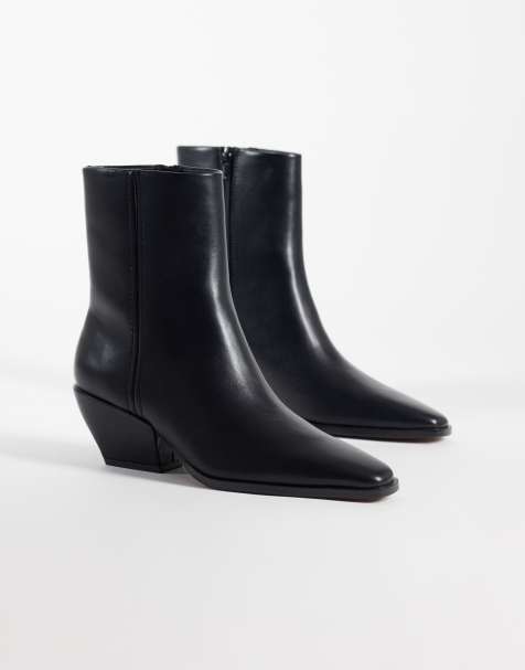 ASOS DESIGN Raul heeled western ankle boots in black - view 1