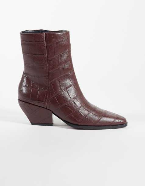 ASOS DESIGN - Raul - Stivaletti western con tacco marroni effetto coccodrillo - view 1