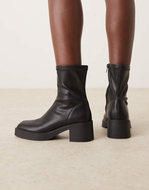 ASOS DESIGN – Raven – Elegante Stiefel in Schwarz mit mittelhohem Absatz