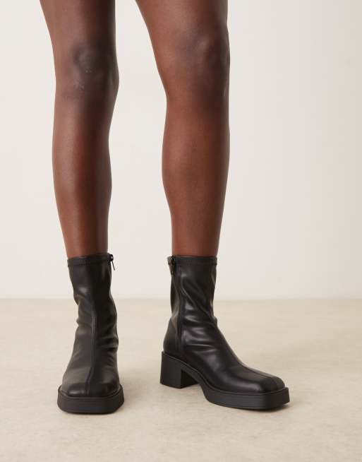 ASOS DESIGN – Raven – Elegante Stiefel in Schwarz mit mittelhohem Absatz