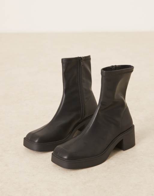 ASOS DESIGN Raven smart mid-heel boots in black ASOS