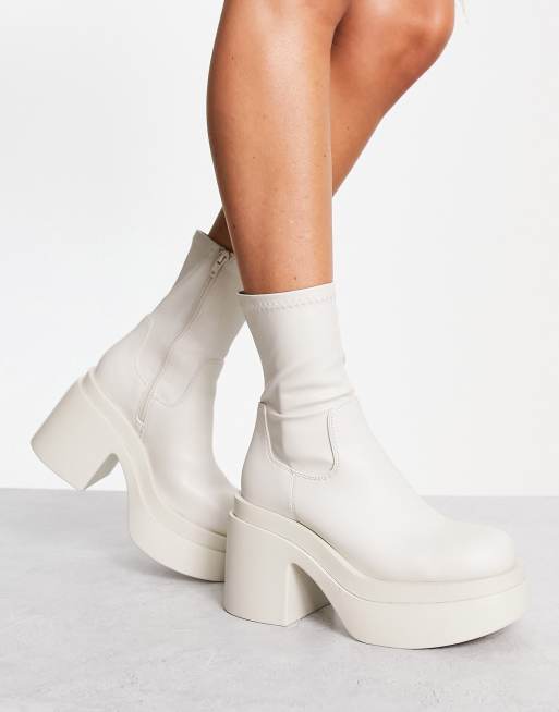 ASOS DESIGN – Raven – Vita sockboots med grova halvhöga klackar, 4 av 4