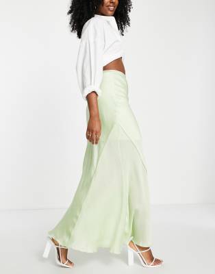 ClassicfuncenterShops DESIGN raw edge bias maxi skirt in sage green |  ClassicfuncenterShops