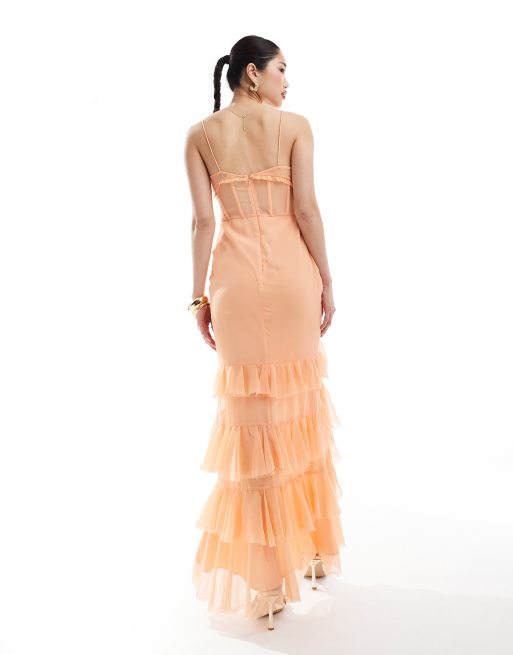Asos peach maxi dress sales