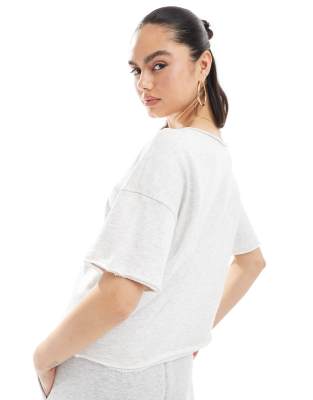 Asos Design Raw Edge Loop Back Boxy T-shirt In Gray