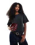 [ASOS DESIGN] ASOS DESIGN raw edge loop back boxy t-shirt in washed charcoal-Grey M Washed Charcoal