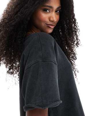 ASOS DESIGN RAW EDGE LOOP BACK BOXY T-SHIRT 