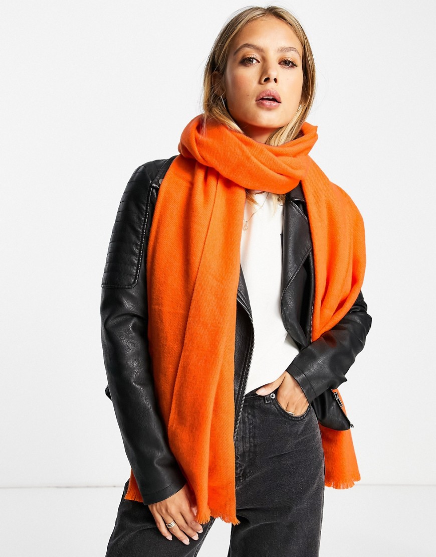 ASOS DESIGN raw edge scarf in bright orange