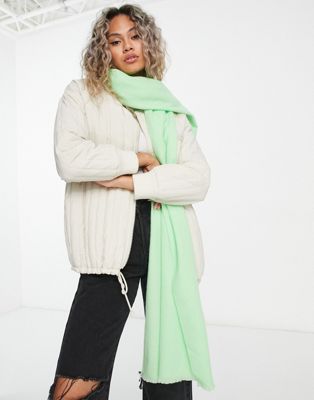 ASOS DESIGN raw edge scarf in lime