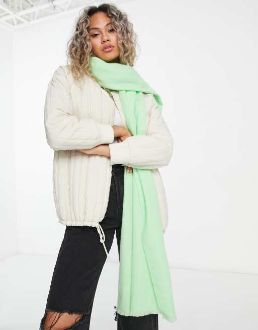 ASOS DESIGN raw edge scarf in lime | ASOS