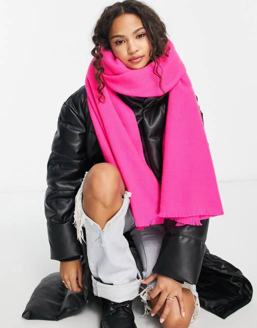 ASOS DESIGN raw edge scarf in pink