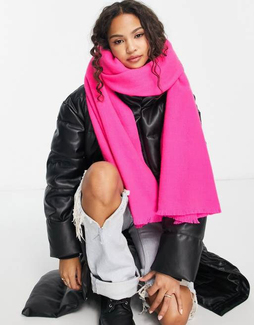 ASOS LUXE wrap puffer coat in hot pink