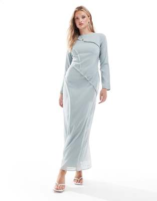 ASOS DESIGN raw seam detail maxi dress in slate blue