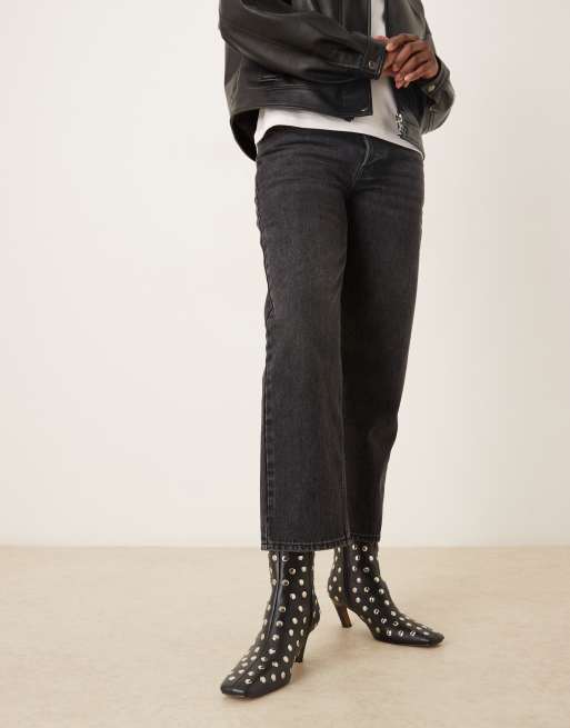 ASOS DESIGN - Raye - Stivaletti neri con borchie e punta squadrata, 4 di 4