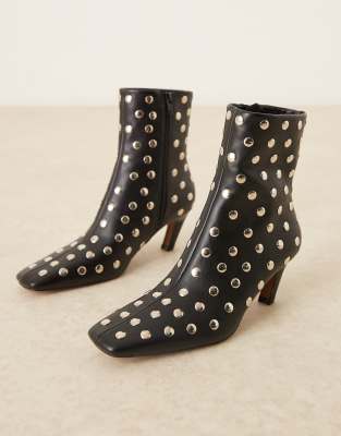 Asos Design Raye Studded Chisel Toe Ankle Boots In Black