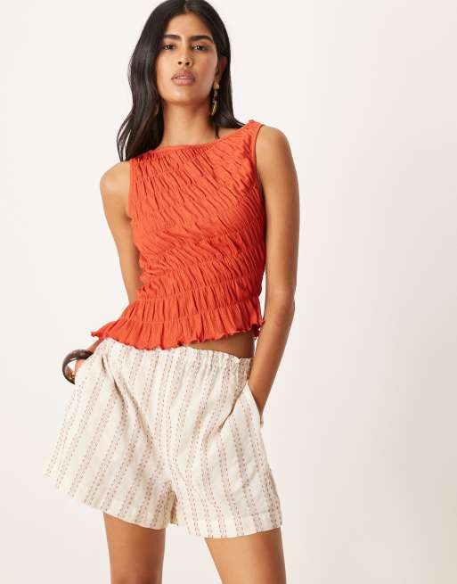 ASOS DESIGN - Rød asymmetrisk top med rynker