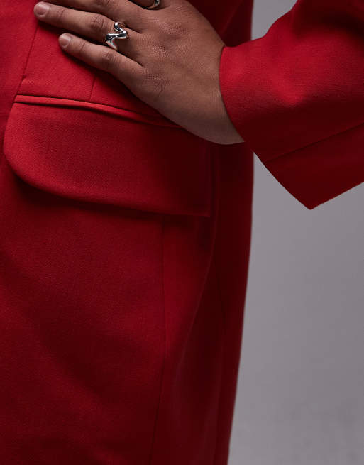 ASOS DESIGN - Rød blazer-kjole med cocoon-ærmer i statement-design, 4 af 4