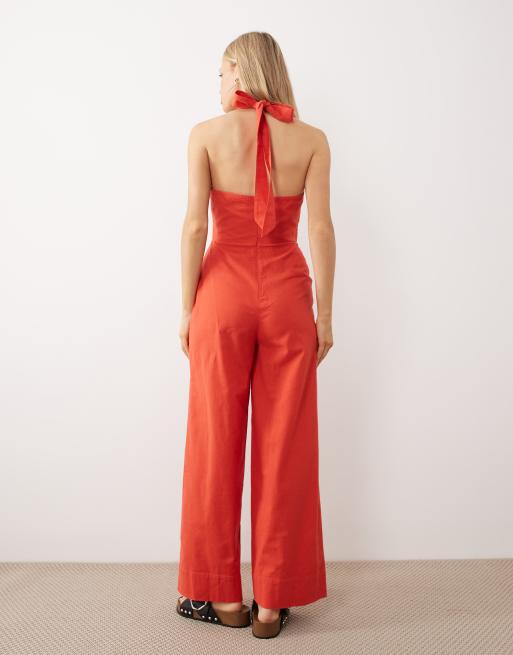 ASOS DESIGN - Rød bodystocking med halterneck, 4 af 4