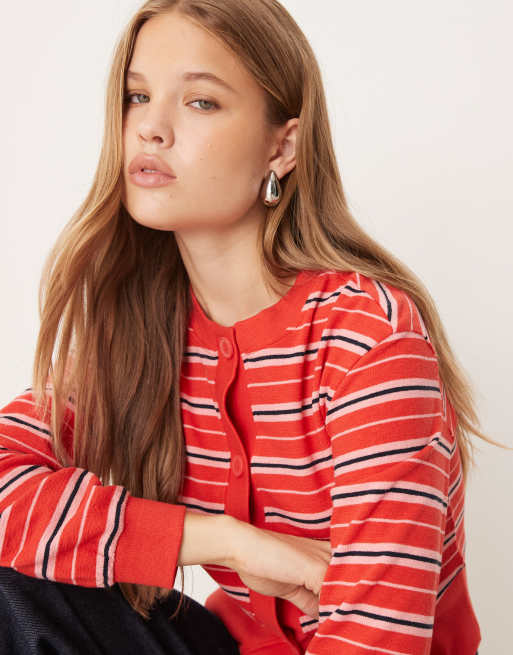 ASOS DESIGN - Rød cardigan med teksturerede striber, 2 af 4
