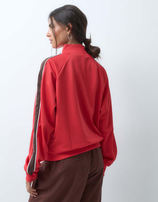 ASOS DESIGN - Rød jakke i trikot med ståkrave og lynlås - Del af sæt, 3 af 4
