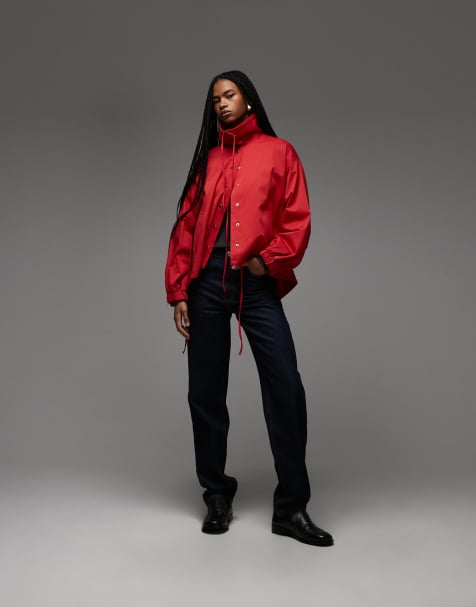 ASOS DESIGN - Rød jakke med ståkrave og knapper - view 1