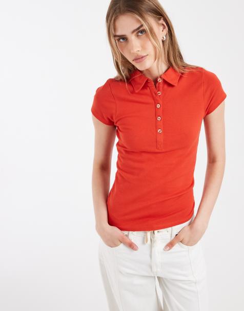ASOS DESIGN - Rød krympet polo med picot-kant - view 1