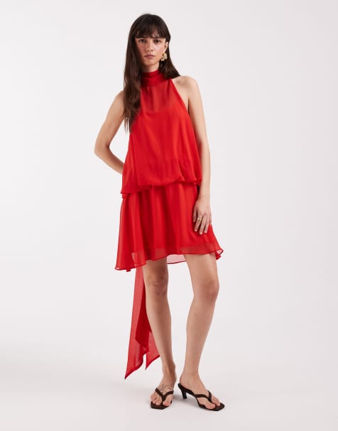 ASOS DESIGN - Rød minikjole med halterneck - view 1