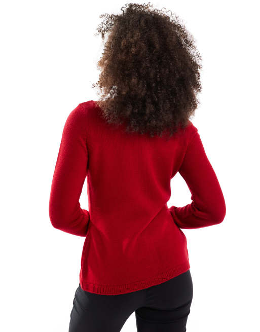 ASOS DESIGN - Rød og strikket cardigan med bådudskæring, 2 af 4
