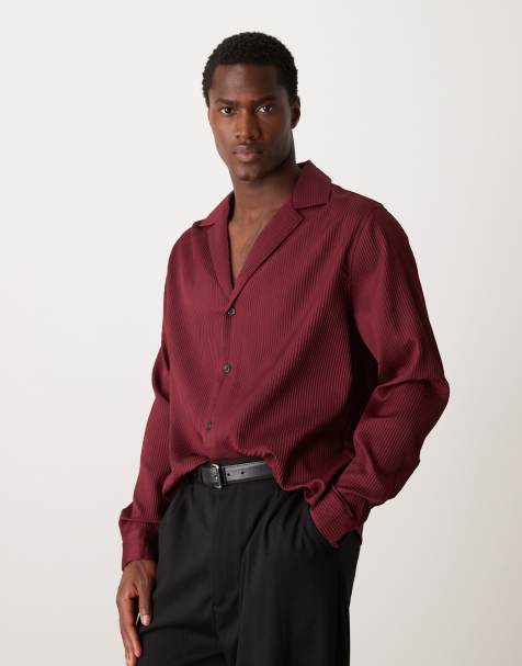 ASOS DESIGN - Rød oversized skjorte med plisseringer i firkantet pasform - view 1