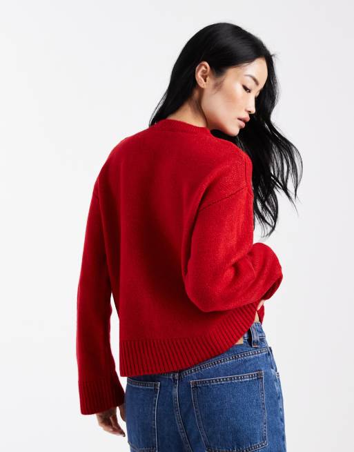 ASOS DESIGN - Rød oversized trøje med syningsdetaljer, 4 af 4