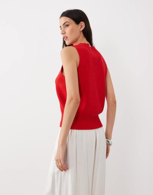 ASOS DESIGN - Rød ribstrikket tanktop med tekstur, 4 af 4