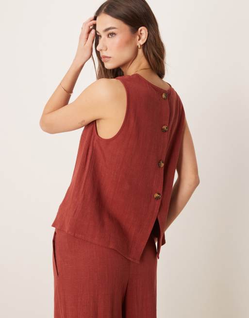 ASOS DESIGN - Rød shell-top i hør - Del af sæt, 4 af 4