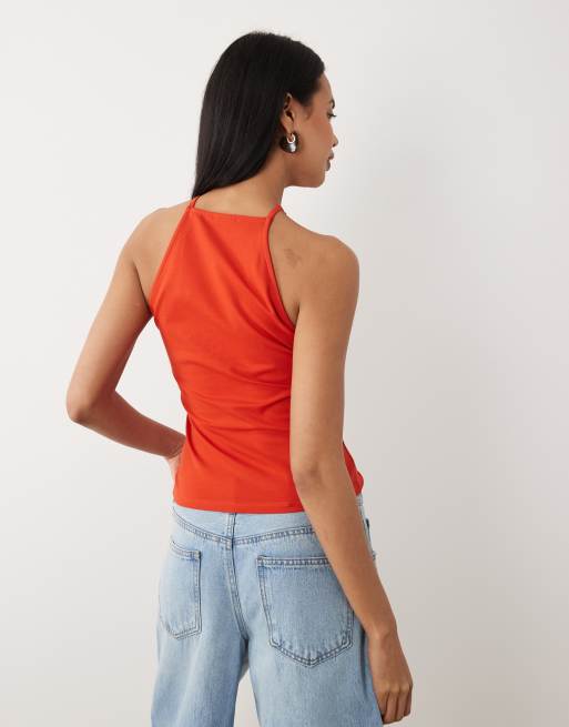 ASOS DESIGN - Rød tanktop i bomuld med racerryg med stropper i 90'er-stil, 4 af 4