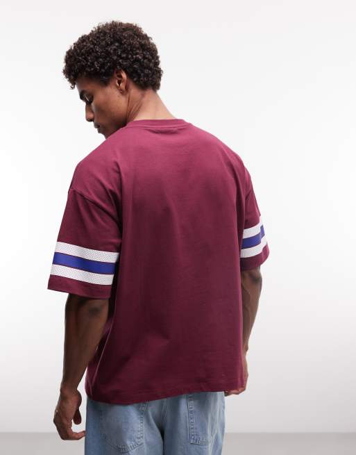 ASOS DESIGN - Rødbrun oversized T-shirt med fodbold-bobleprint, 3 af 5