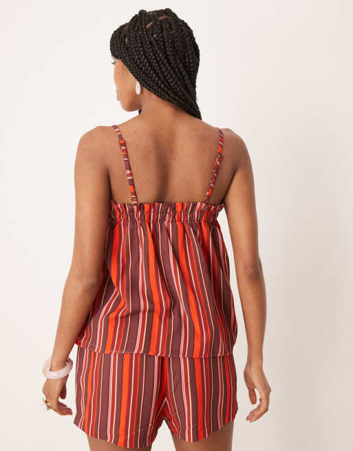 ASOS DESIGN - Rødbrun trapez-top med cami-stropper og striber, 2 af 4