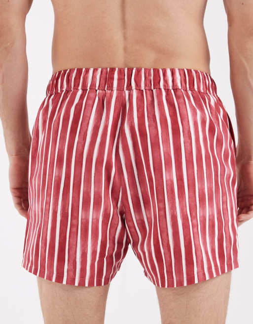 ASOS DESIGN - Røde korte badeshorts med striber, 5 af 5
