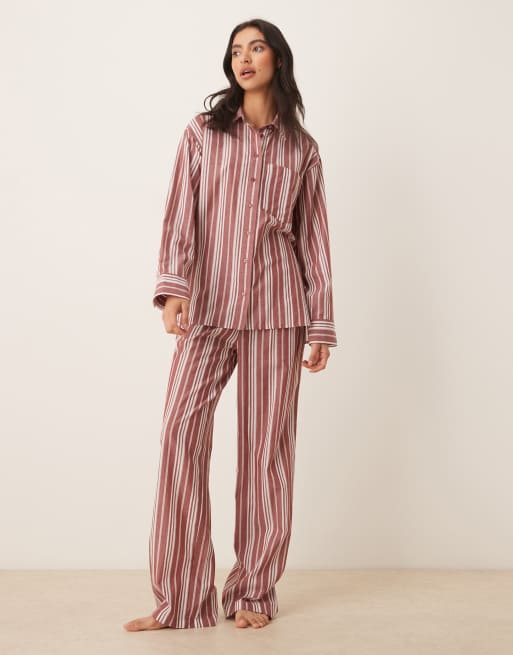 ASOS DESIGN - Røde og hvide vævede pyjamasbukser med striber