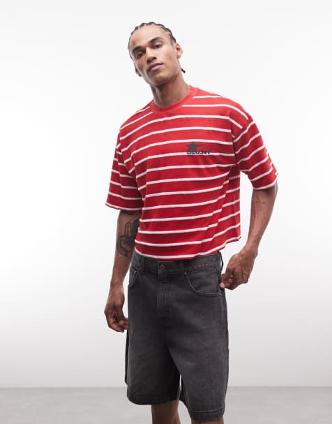 ASOS DESIGN - Rødstribet cropped og oversized T-shirt med stjernegrafik - view 1