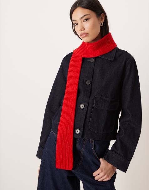 ASOS DESIGN - Rødt skinny halstørklæde i chunky strik - view 1