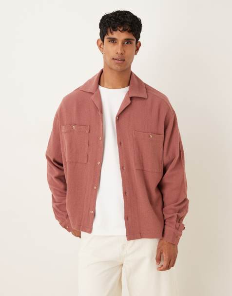 ASOS DESIGN boxy oversized textured shirt in rust