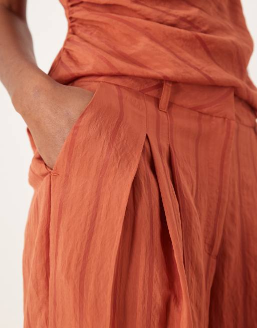 ASOS DESIGN – Rdzawoczerwone spodnie palazzo w paski, część zestawu, 2 z 4