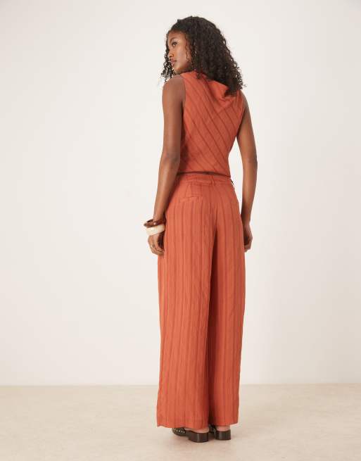 ASOS DESIGN – Rdzawoczerwone spodnie palazzo w paski, część zestawu, 3 z 4