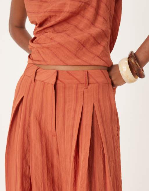 ASOS DESIGN – Rdzawoczerwone spodnie palazzo w paski, część zestawu, 4 z 4