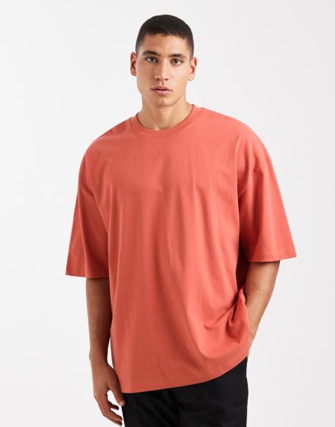 ASOS DESIGN – Rdzawy gruby T-shirt oversize z obniżoną linią ramion - view 1