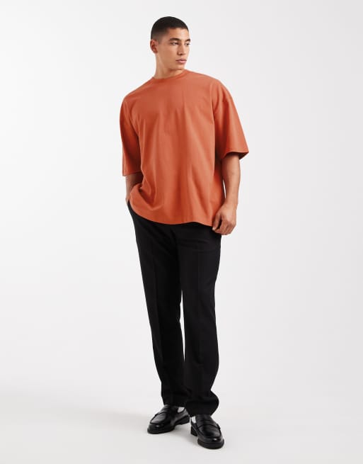 ASOS DESIGN – Rdzawy gruby T-shirt oversize z obniżoną linią ramion, 2 z 5