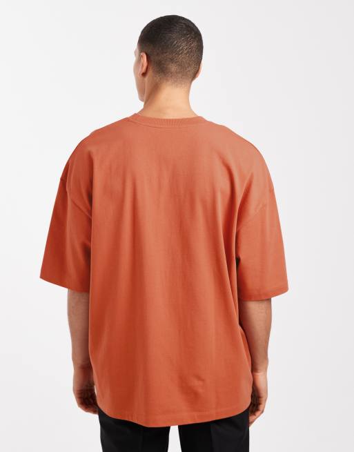 ASOS DESIGN – Rdzawy gruby T-shirt oversize z obniżoną linią ramion, 3 z 5