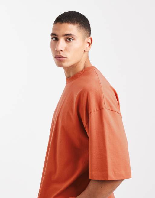 ASOS DESIGN – Rdzawy gruby T-shirt oversize z obniżoną linią ramion, 4 z 5